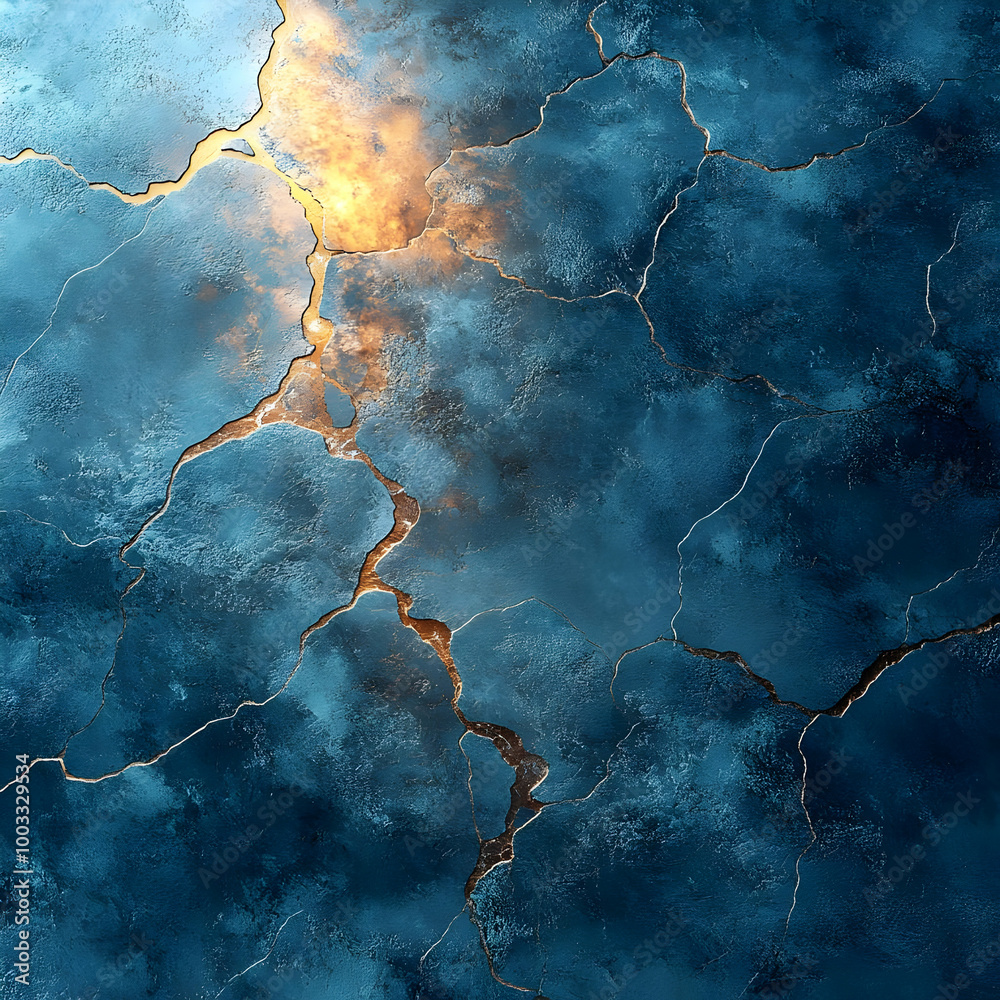 Abstract Background: Blue and Gold Cracked Texture Abstract Background: Blue and Gold Cracked Texture