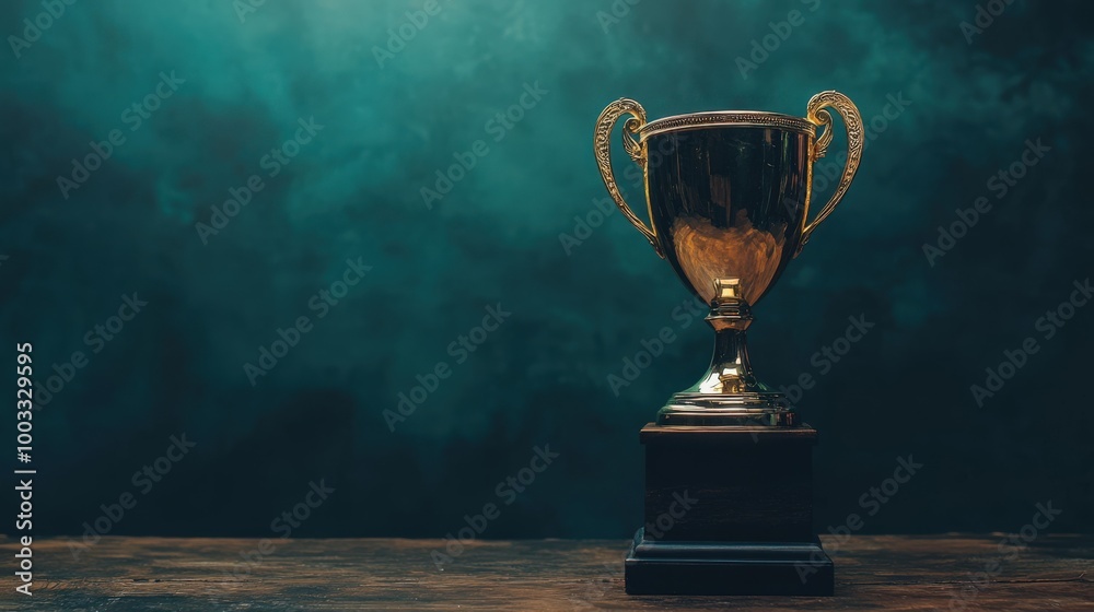 Champion’s Trophy on Wooden Tabletop Champion’s Trophy on Wooden Tabletop