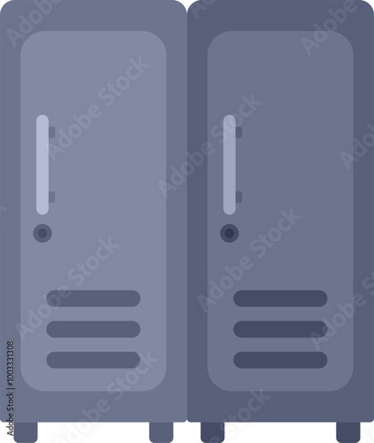 Two gray metal lockers standing next to each other, a common sight in gyms and schools