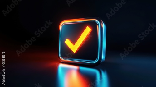 3D icon of a checkmark - tick symbol. Verified or approved concept icon