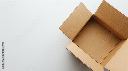 Open cardboard box on plain white background