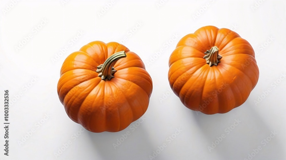 Obraz premium Two ripe orange pumpkins isolated on a white background.