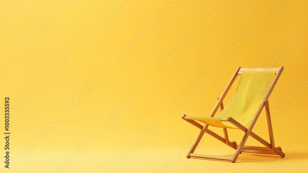 Yellow folding chair against yellow background Minimalistic and bright design Yellow folding chair against yellow background Minimalistic and bright design