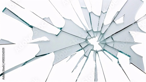 Close-up of shattered glass with a hole in the center.