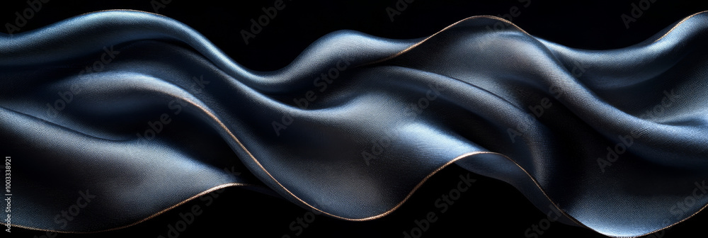 Fototapeta premium Abstract waves of navy blue satin.