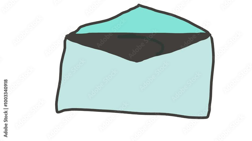 A large cartoon mail letter opens and closes. A large cartoon mail letter opens and closes.