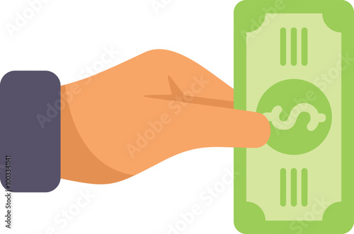 Businessman hand holding a dollar banknote, making a payment or receiving a bribe