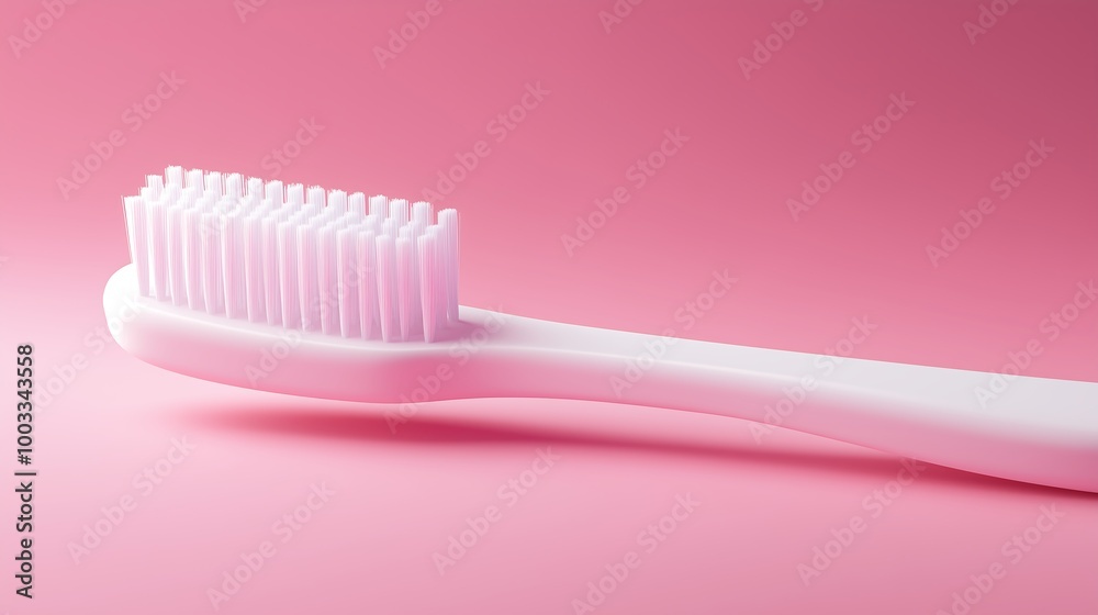 Minimalist pink toothbrush on pastel background Minimalist pink toothbrush on pastel background