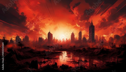 Bombed city illustration
