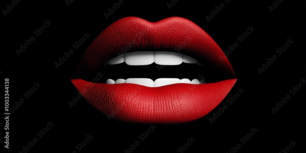 Isolated Red Lips on Dark Background Isolated Red Lips on Dark Background