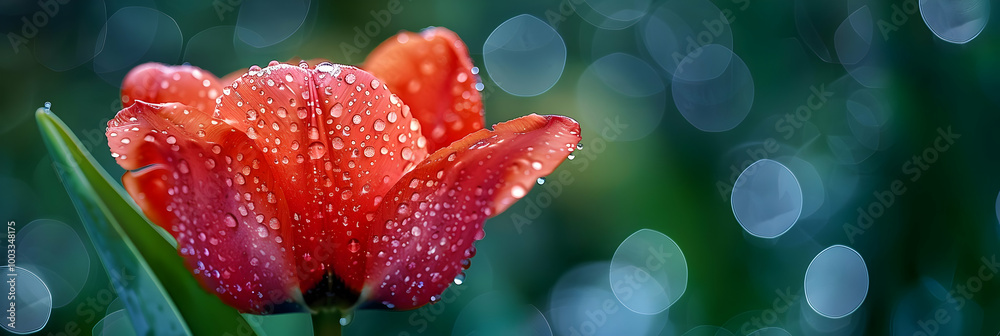 Red Tulip with Water Drops - Close Up Photography Red Tulip with Water Drops - Close Up Photography
