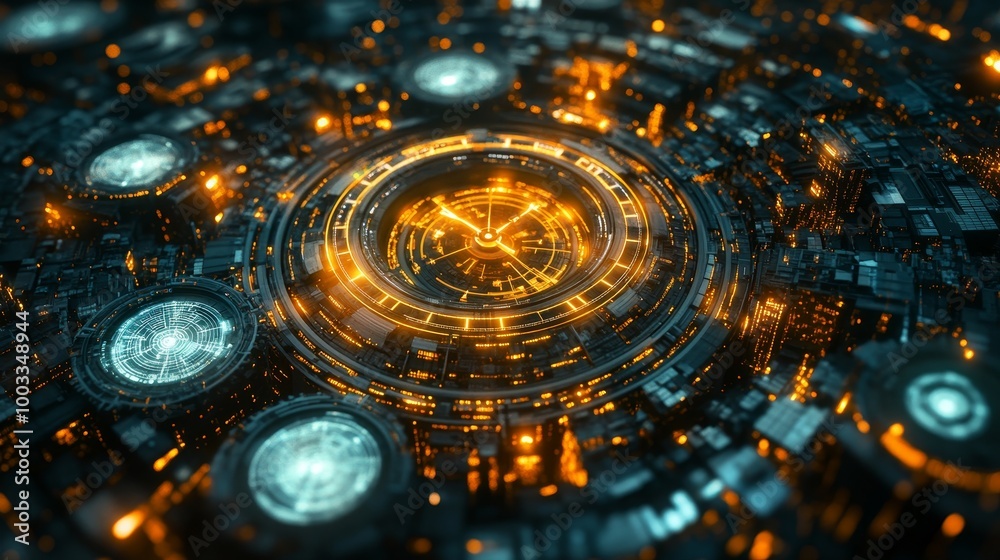 A ring of diverse clocks, each representing a major city in different time zones, glowing lines connecting the cities to symbolize worldwide communication