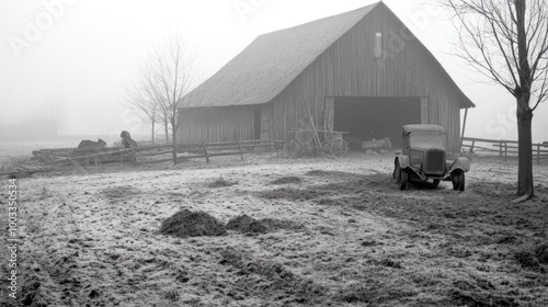 Fototapeta Naklejka Na Ścianę i Meble -  Rural streetscape: vintage portrayal of early 20th century village life, essence of daily routines, people, timeless charm of small town streets, simpler era of community and tradition.