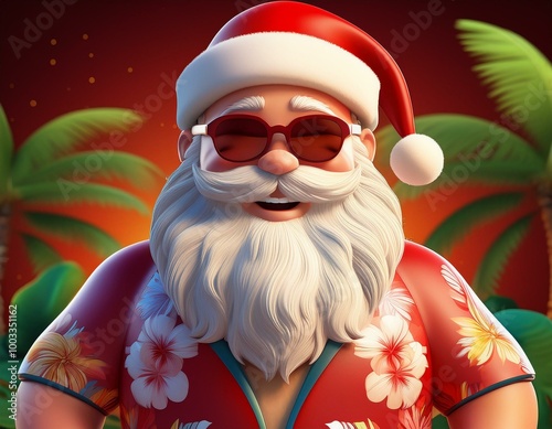 Cute Cartoon Hawaiian Santa...