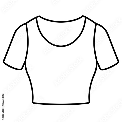 A simple, short-sleeved blouse design with a round neckline. Perfect for creating your own custom clothing designs and patterns, this template can be easily adapted to different styles and sizes.