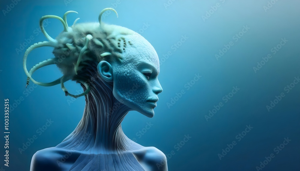 Obraz premium Parasitic Relationship Concept - Extraterrestrial beings are slowly taken over by parasites.