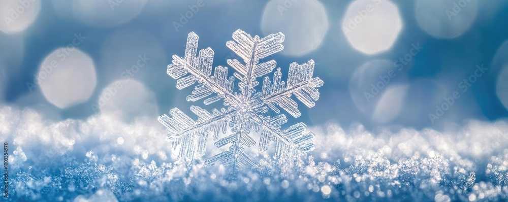 A beautiful snowflake resting on shimmering snow, capturing the essence of winter and the tranquility of a snowy landscape. A beautiful snowflake resting on shimmering snow, capturing the essence of winter and the tranquility of a snowy landscape.