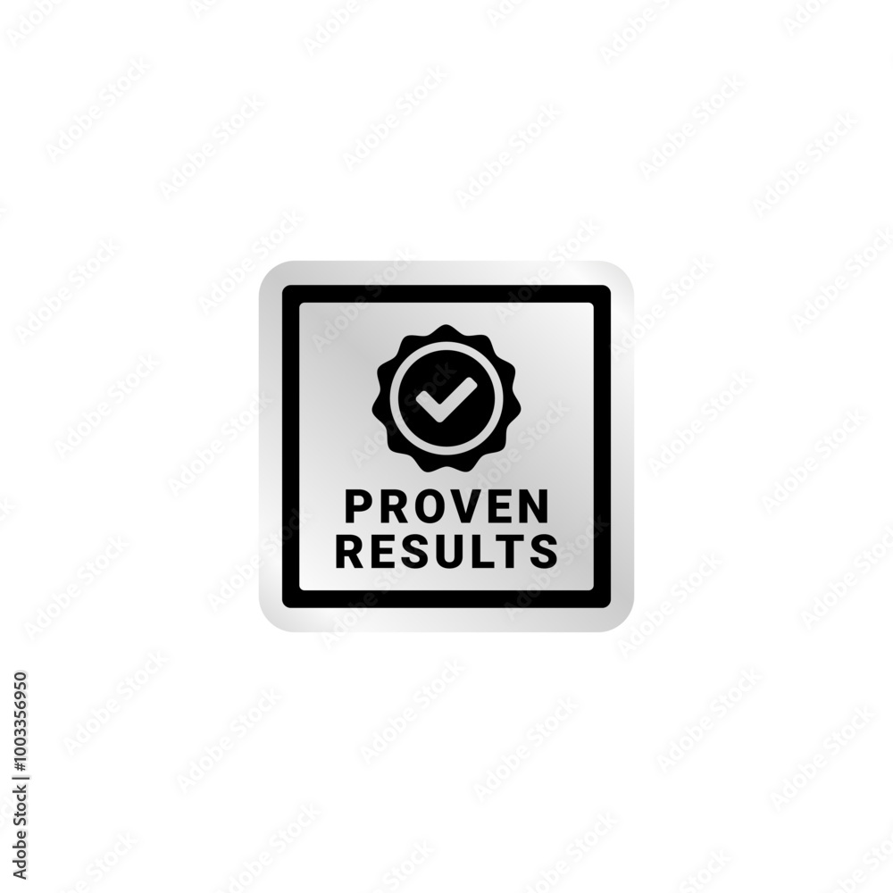 Proven results label or Proven results sign vector for products. Proven results label for product packaging design element. Simple Proven results label for packaging design element. Proven results label or Proven results sign vector for products. Proven results label for product packaging design element. Simple Proven results label for packaging design element.