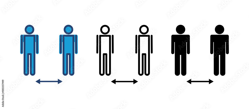 Social distance icon vector. social distancing icon. self quarantine sign Social distance icon vector. social distancing icon. self quarantine sign