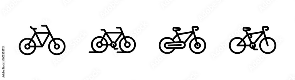 Bicycle icon set, isolated on white background. Bicycle icon set, isolated on white background.