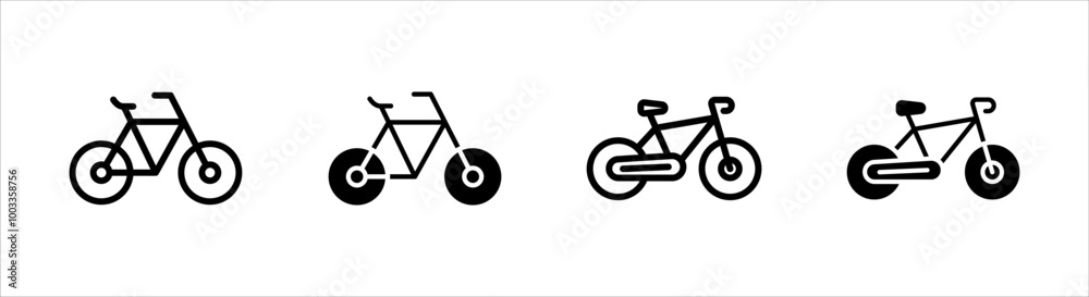 Bicycle icon set, isolated on white background. Bicycle icon set, isolated on white background.