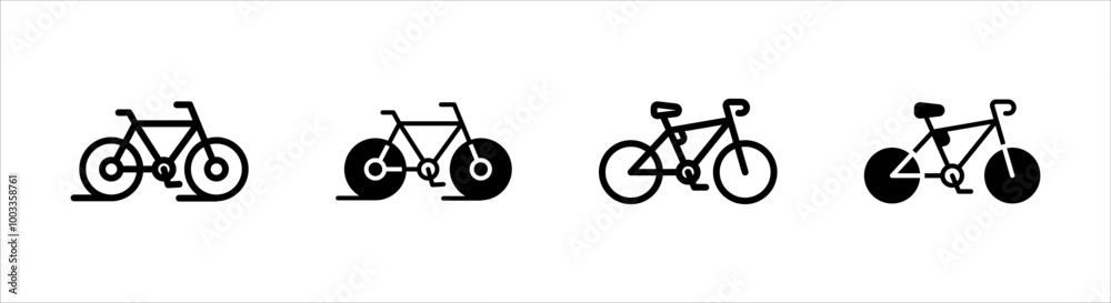 Bicycle icon set, isolated on white background. Bicycle icon set, isolated on white background.