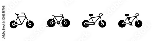 Bicycle icon set, isolated on white background.