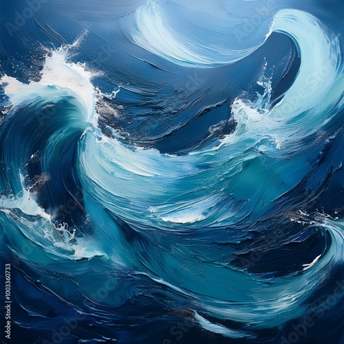Navy and Teal Swirling Waves