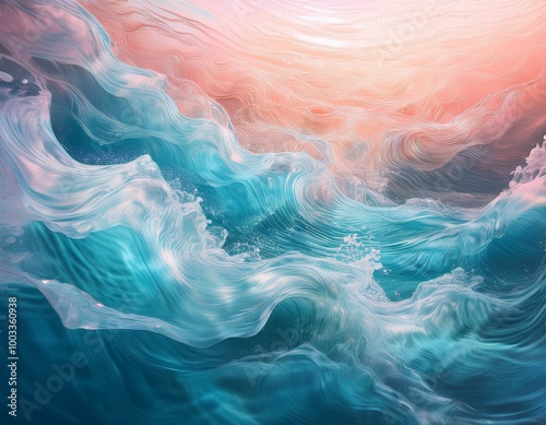 Soft Aqua and Peach Ripples