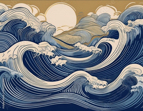 Japanese Woodblock Print Waves