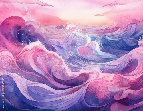 Pastel Pink and Purple Waves