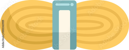 Yellow rope hank holding together using blue tape icon in flat style on a white background
