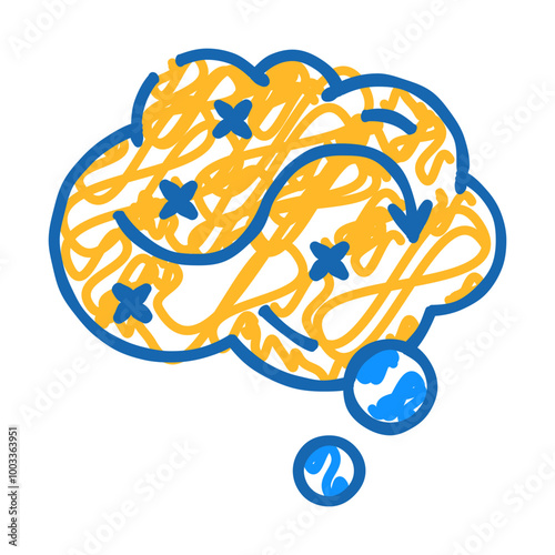 thinking over plan doodle icon sketch vector. thinking over plan sign. isolated symbol illustration