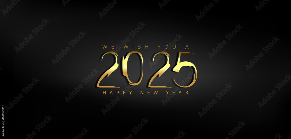 Happy New Year 2025 in shimmering gold on a deep black background conveying a sense of joy and new beginnings Happy New Year 2025 in shimmering gold on a deep black background conveying a sense of joy and new beginnings