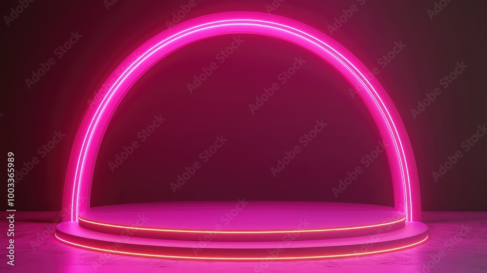 Two-Tiered Circular Platform with Pink Neon Lights Two-Tiered Circular Platform with Pink Neon Lights