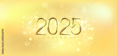 Happy New Year 2025 in shimmering gold on a deep black background conveying a sense of joy and new beginnings