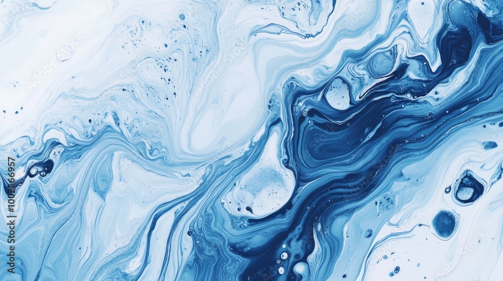 Abstract Swirling Blue and White Paint Design Abstract Swirling Blue and White Paint Design