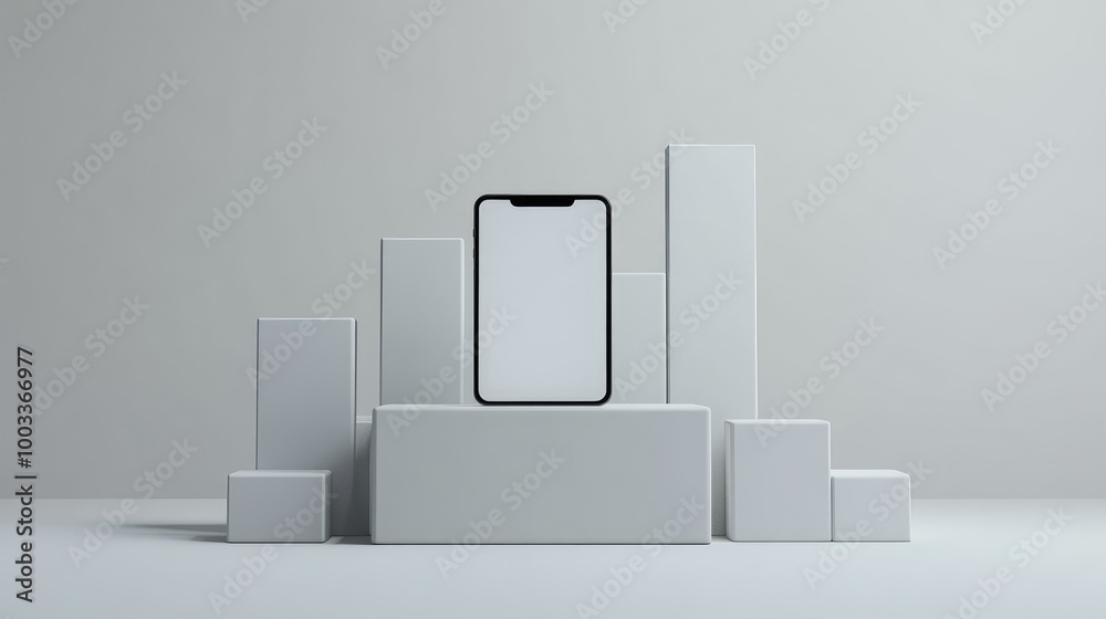 Smartphone Mockup on a White Geometric Platform Smartphone Mockup on a White Geometric Platform