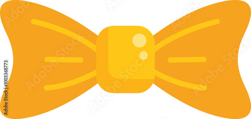 Bright yellow bow tie is laying on a white background, representing fashion and style