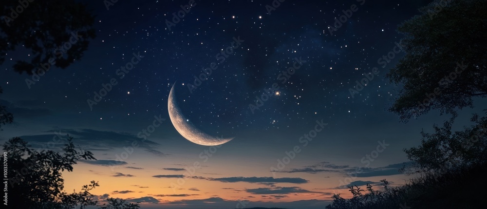 beautiful view of stars and moon at night beautiful view of stars and moon at night