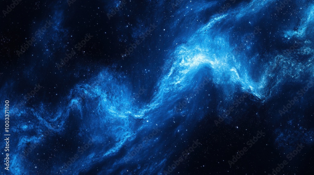 Obraz premium A Swirling Blue Nebula in a Starry Night Sky
