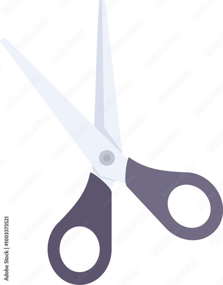 Black handled scissors cutting on white background Black handled scissors cutting on white background