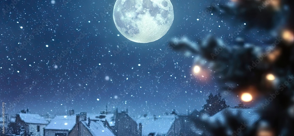 Obraz premium A jolly Santa Claus sits on a chimney under a starry night, capturing the essence of a magical Christmas eve.