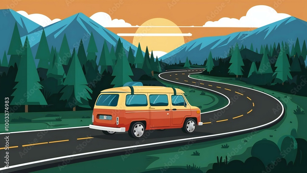 Fototapeta premium car in the mountains