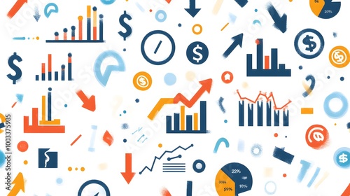 Vector finance pattern. FInance seamless background. 