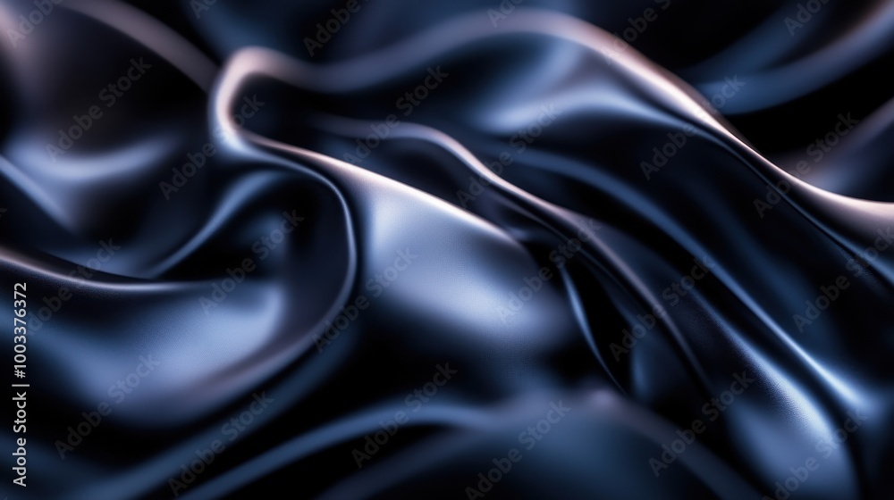 Fototapeta premium Abstract Draped Dark Blue Satin Fabric with Smooth Curves and a Subtle Shimmer