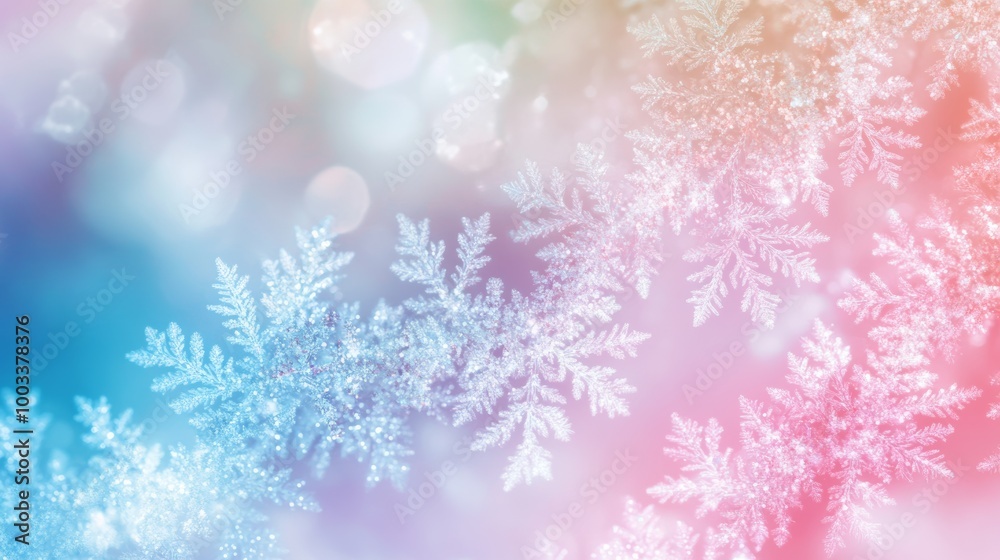 Colorful snowflakes with bokeh background, festive Colorful snowflakes with bokeh background, festive
