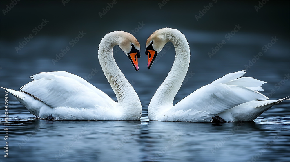 Fototapeta premium Two love swans in the lake