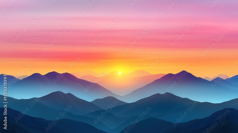 Colorful Mountain Sunset Landscape Nature Background Colorful Mountain Sunset Landscape Nature Background