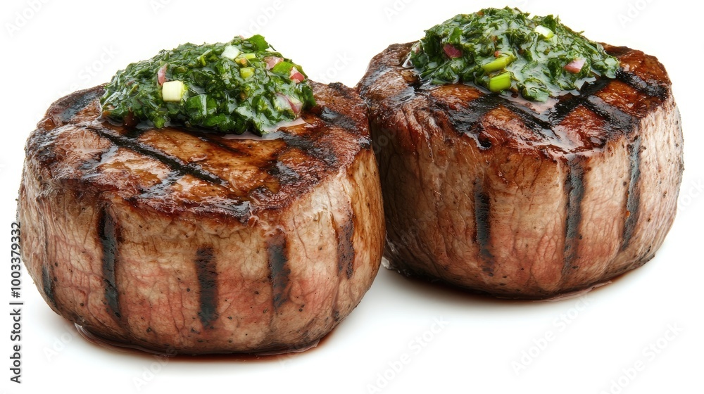 Grilled Steak with Chimichurri Sauce Garnish Grilled Steak with Chimichurri Sauce Garnish